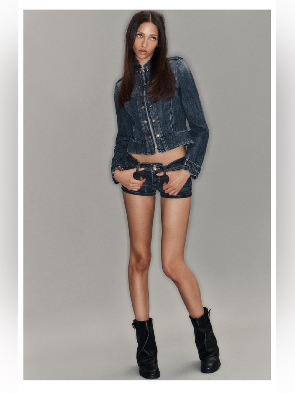 Zara Dark TRF Low Rise Blue Denim Mini Shorts Size 12
